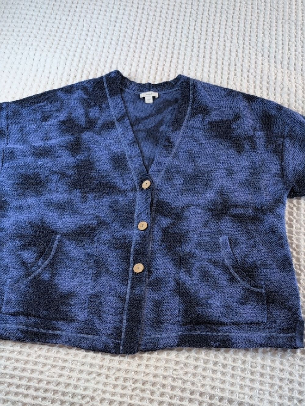 J. Jill Purejill Blue Tie-Dye Button Cardigan 100% Cotton